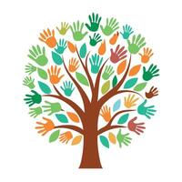 Designed Tree Simple Handprint Leaves vector