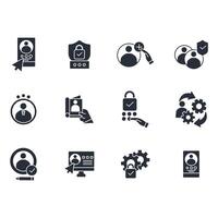 User account icon set flat style vector