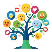 Feelings Tree Smiley Faces and Emotion Icons Design vector