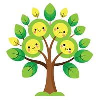 Positive Tree Smiley Faces as Leaves Design vector