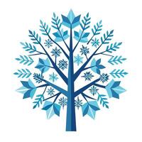 Cold Tree Snowflake Leaf Design vector