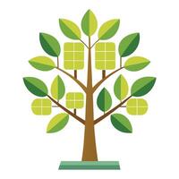 Technology Tree Solar Panel Leaf Design and isolated background vector