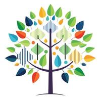 Sound Wave Tree Patterned Leaves vector