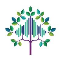 Audio Tree Sound Wave Pattern on Leaves vector
