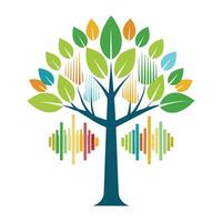 Designed Tree Sound Wave Pattern Leaves vector