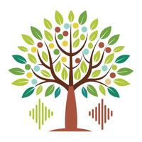Music Tree Soundwave Leaf Patterns vector