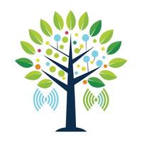 Audio Tree Soundwave Leaf Pattern Design vector