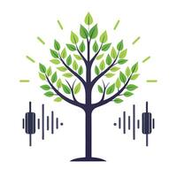 Designed Tree Soundwave Shaped Branches vector