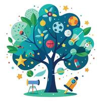 Space Theme Tree A Flat Creation vector