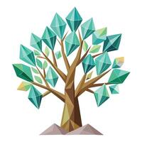 Designed Tree Sparkling Crystal and Gem Leaves vector