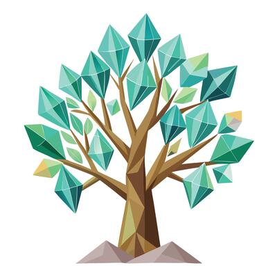 Designed Tree Sparkling Crystal and Gem Leaves