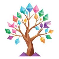 Precious Tree Sparkling Jewel-like Leaf Design vector