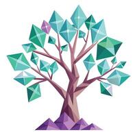 Luxury Tree Sparkling Crystal and Gem Leaves vector