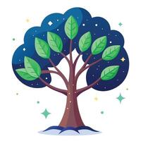 Star Tree Sparkling Flat Design vector