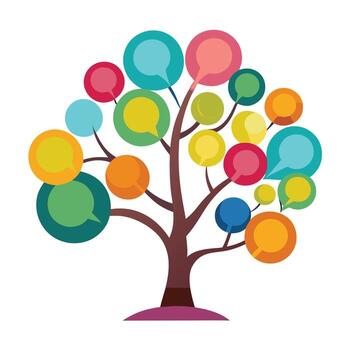 Message Tree Speech Bubbles Leaf Design vector