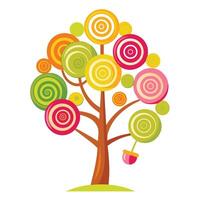 Candy Tree Flat Spiral Lollipop Leaves vector