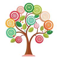 Lollipop Spiral Tree A Flat Generation vector