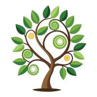 Swirl Leaf Tree Spiral Shaped Leaf Design vector