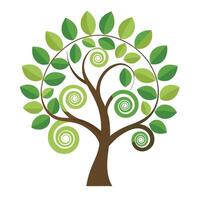 Spiral Leaf Tree A Flat Style Design vector