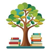 Education Tree Book Stack Trunk vector