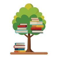 Designed Tree Stack of Books Trunk vector