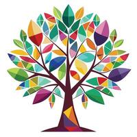 Designed Tree Stained Glass Leaf Patterns vector