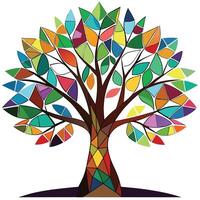 Art Tree Stained Glass Leaf Patterns vector