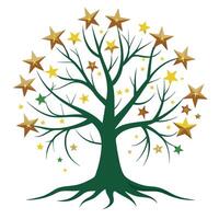 Star Root Tree A Flat Style Creation vector