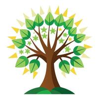 Night Tree Starburst Leaf Design vector
