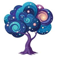 Universe Tree Starry Galaxy Leaf Design vector
