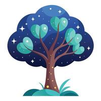 Night Tree Starry Night Leaf Design and isolated background vector