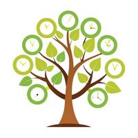 Clock Tree Stopwatch and Clock Leaf Design vector