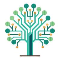 Electronic Tree Stylized Circuit Trunk Design vector