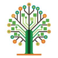 Designed Tree Stylized Digital Circuit Trunk vector
