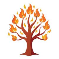 Hot Branch Tree Stylized Flame Design vector