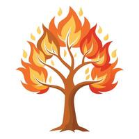 Designed Tree Stylized Flames as Branches vector