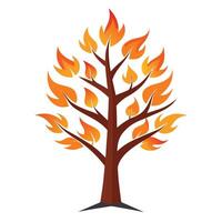 Flame Branch Tree Stylized Design vector
