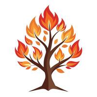 Hot Leaf Tree Stylized Flame Design vector