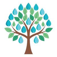 Unique tree artwork featuring creatively designed raindrop-shaped leaves for artistic projects vector