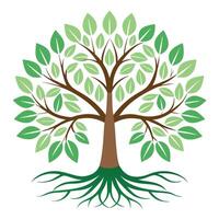 Unique tree illustration featuring stylized roots artistically arranged to create a flowing network vector