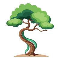 Whimsical tree design featuring a stylized wavy trunk creating a visually appealing and flowing aesthetic vector