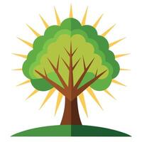 Bright tree artwork showcasing a stylized sunburst located at the heart of the design for visual emphasis vector