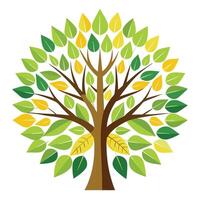 Dazzling tree design featuring a stylized sunburst canopy that emanates light and creates a bright and energetic scene vector