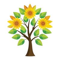 Delightful tree design showcasing stylized leaves in the form of lovely sunflower petals for a touch of summer vector