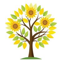 Unique tree illustration with stylized sunflower petal leaves creating a sunny and optimistic visual representation vector