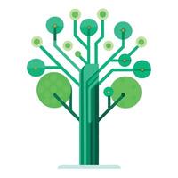 Innovative tree artwork showcasing a stylized trunk with a tech circuit design for a unique blend of technology and nature vector