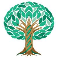 Detailed tree artwork showcasing a stylized trunk with a tightly woven braided pattern for a visually appealing texture vector