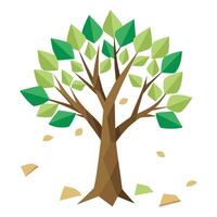 Handmade Tree Torn Paper Rustic Leaves vector