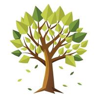 Torn Paper Tree Handmade Rustic Leaves vector