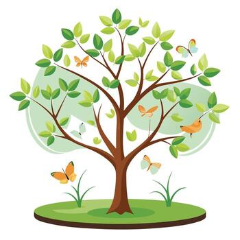 Designed Tree Transparent Canopy with Floating Objects vector